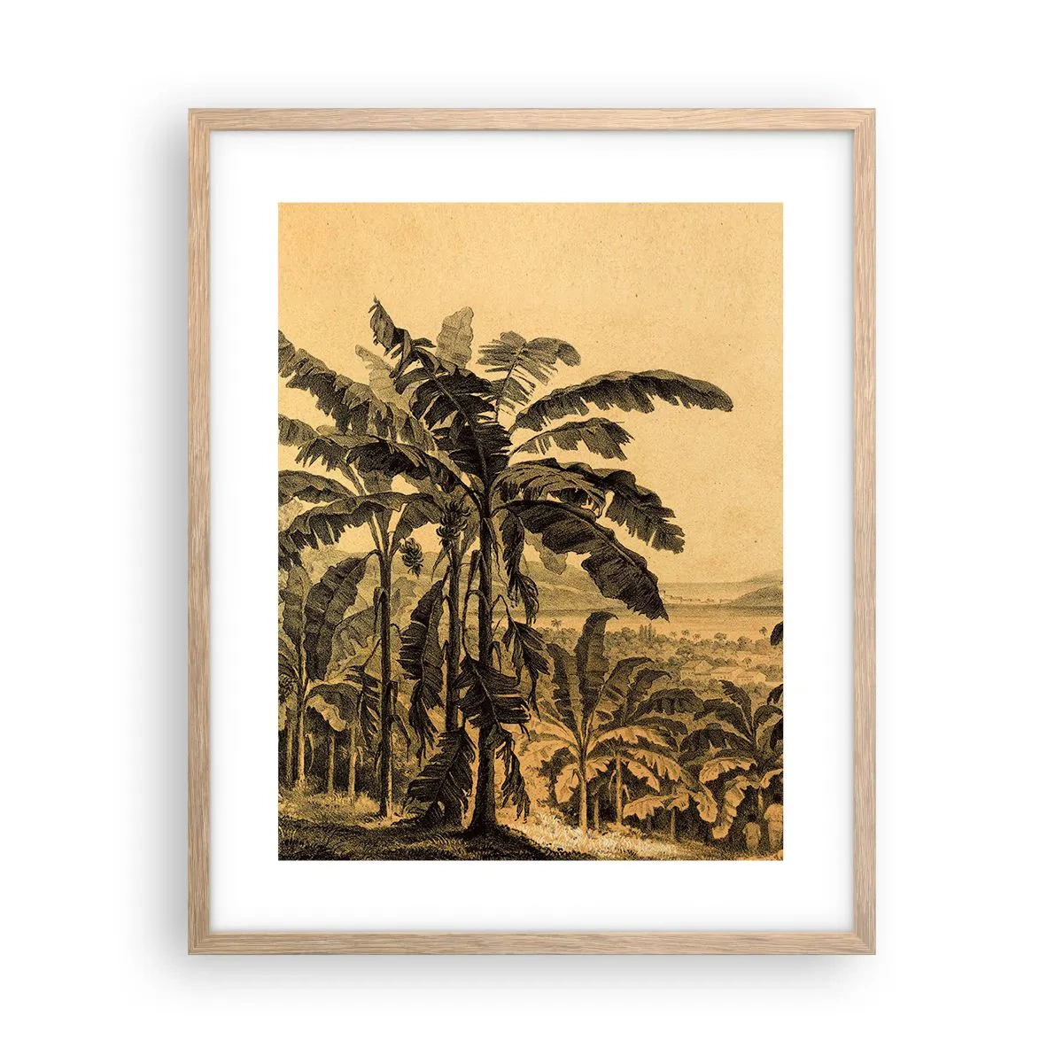 Plakat w ramie jasny dąb - w kolonialnym klimacie - 40x50 cm