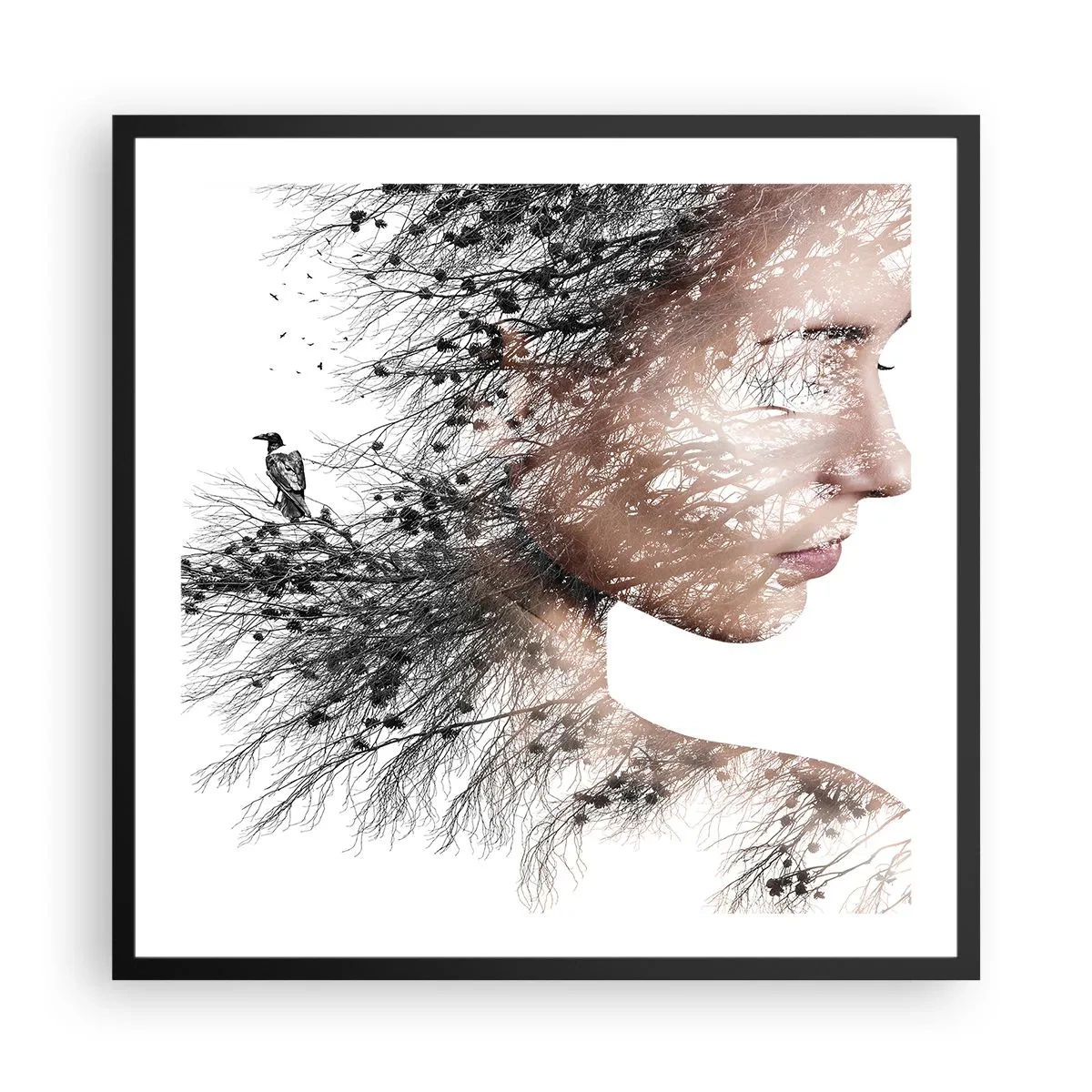 Plakat w czarnej ramie - Duch lasu - 60x60 cm