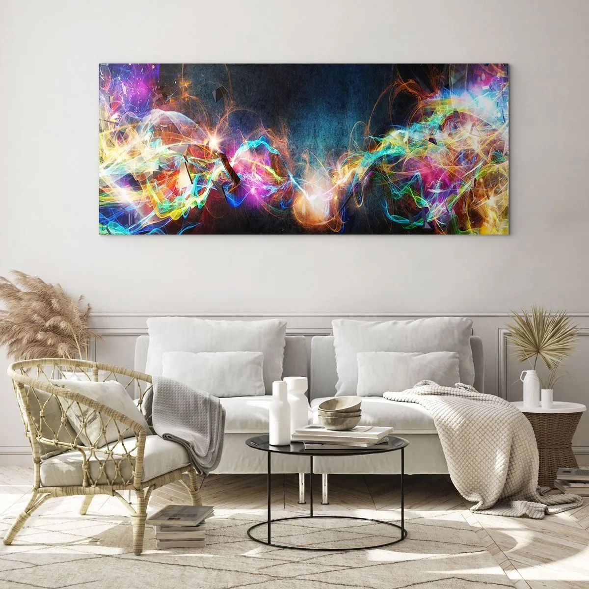 Obraz na szkle - Radośnie przeciw ciemności - 100x40 cm