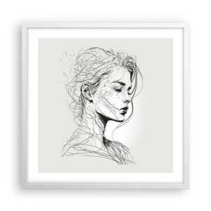 Plakat w białej ramie - Portret w zamyśleniu - 50x50 cm