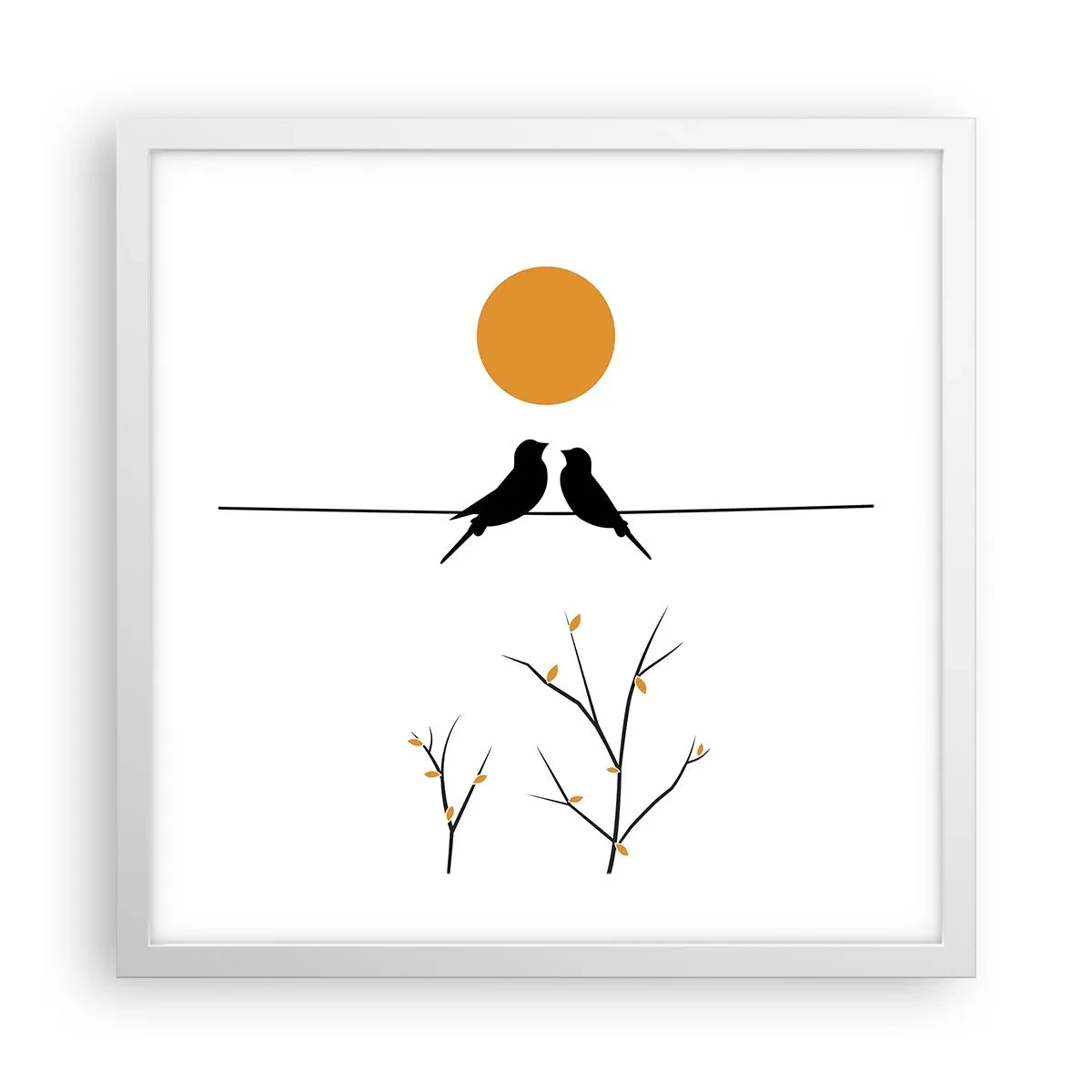 Plakat w białej ramie - Słowiczy wieczór - 40x40 cm