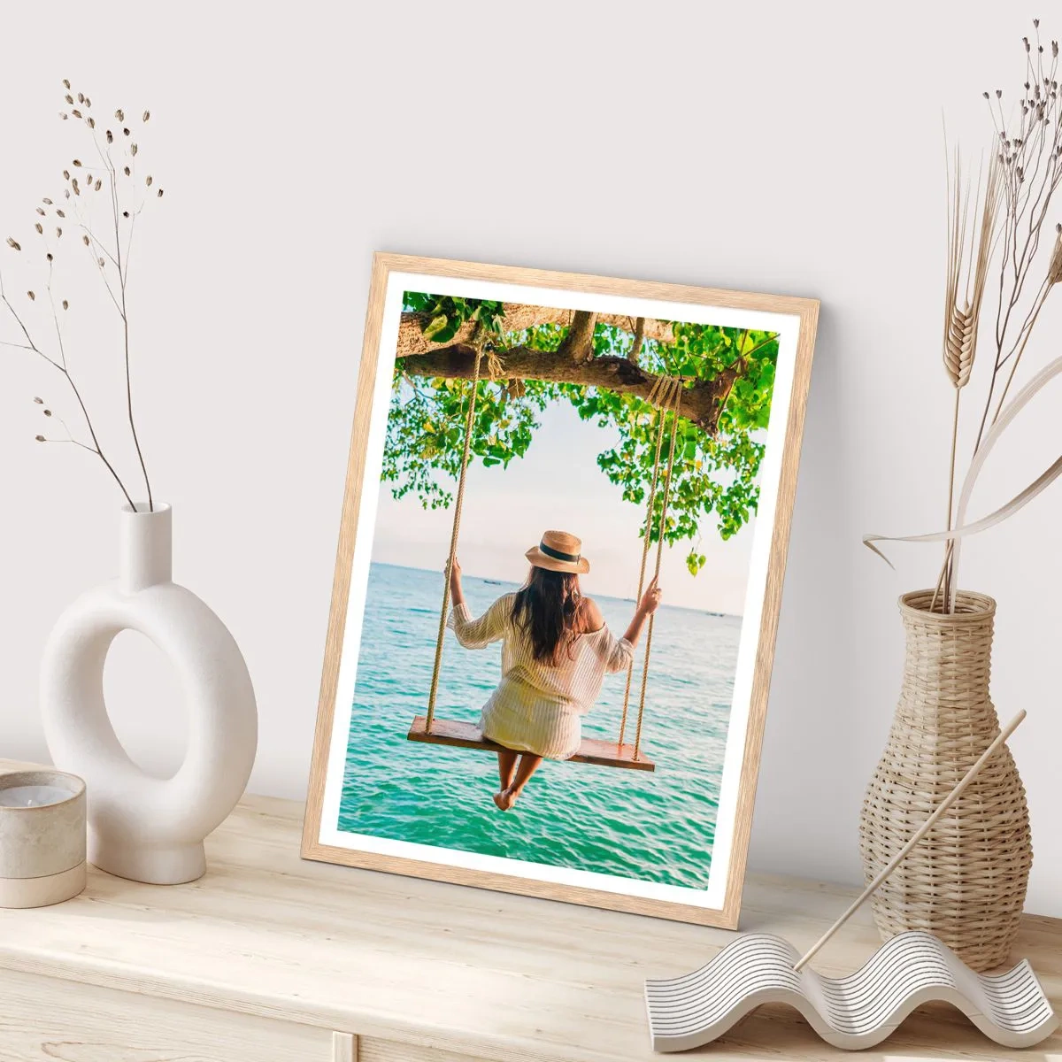 Plakat w ramie jasny dąb - Życie jest piękne - 30x40 cm