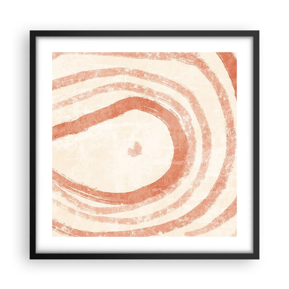 Plakat w czarnej ramie - Koralowe kręgi – kompozycja - 50x50 cm