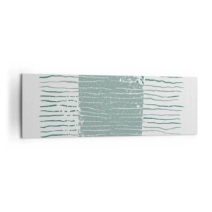 Obraz na płótnie - Geometryczny wzór w odcieniach morskiej zieleni i bieli - 160x50cm - Abstrakcja morska - Nowoczesna dekoracja ścienna do salonu i sypialni ARTTOR