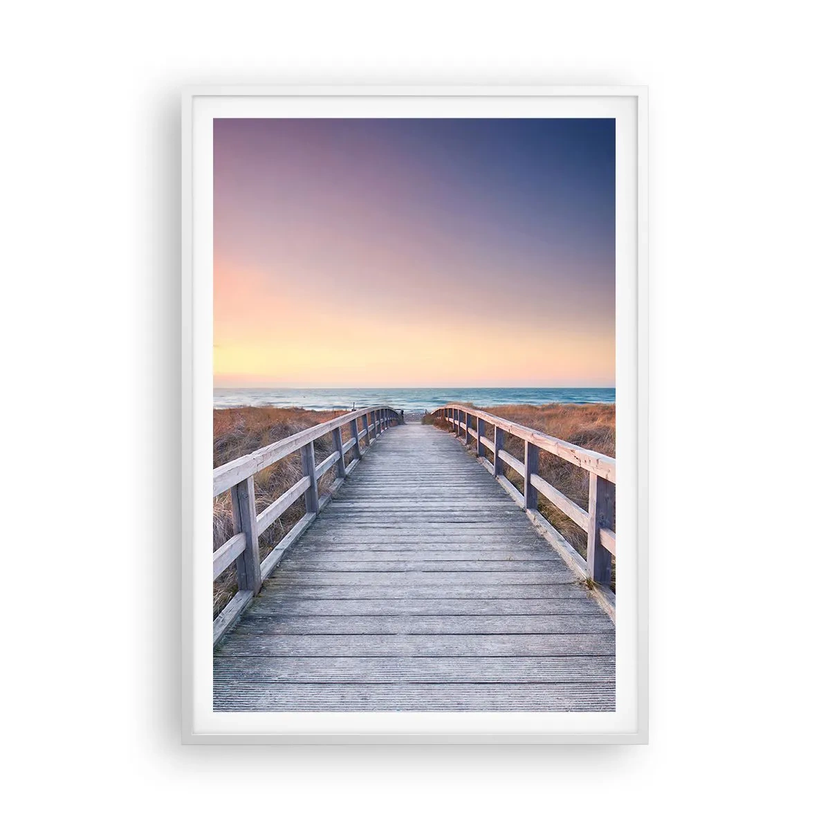 Plakat w białej ramie - Bałtycka wieczorna zorza - 70x100 cm