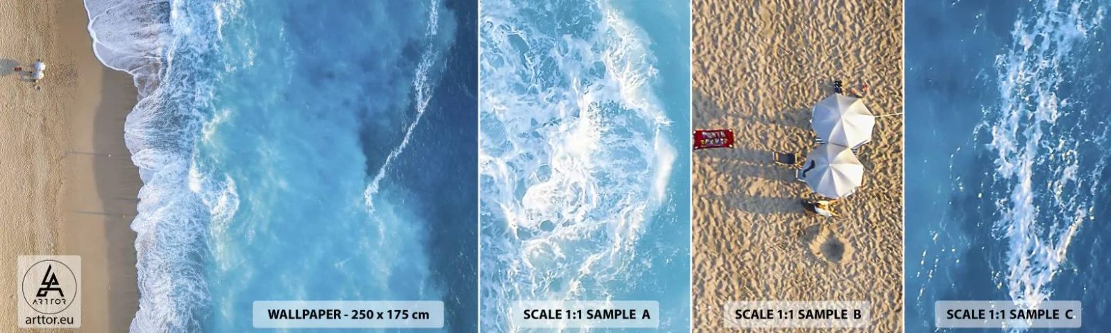 Fototapeta Próbka Samoprzylepna Deluxe Sticker - Siła błękitu - Krajobraz, Plaża, Morze - 100x30 cm