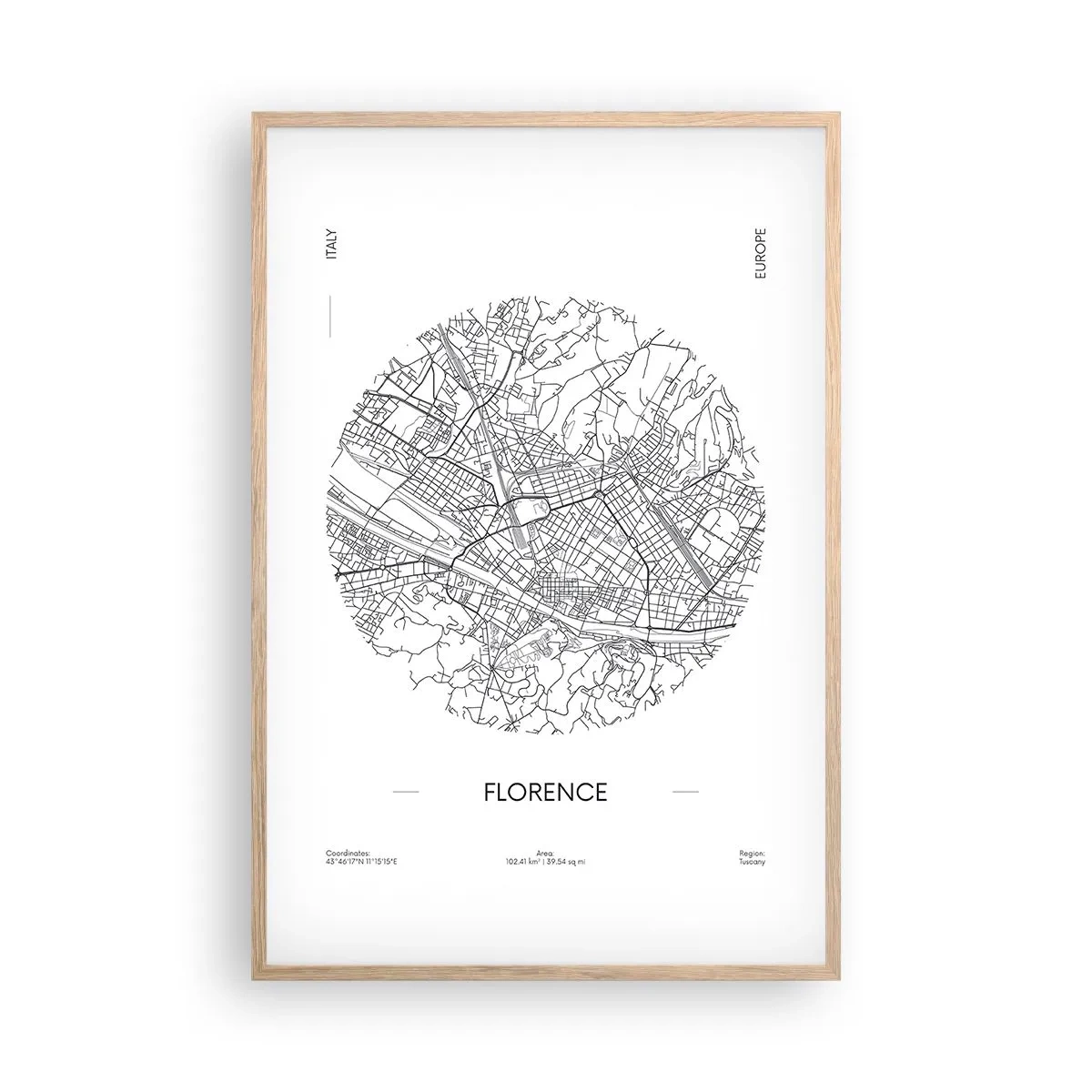 Plakat w ramie jasny dąb - Anatomia Florencji - 61x91 cm