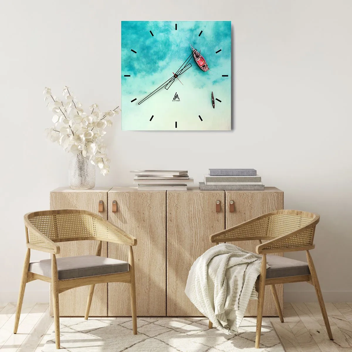 Zegar ścienny - Bo na plażach Zanzibaru, kiedy nadmiar wód… - 30x30 cm