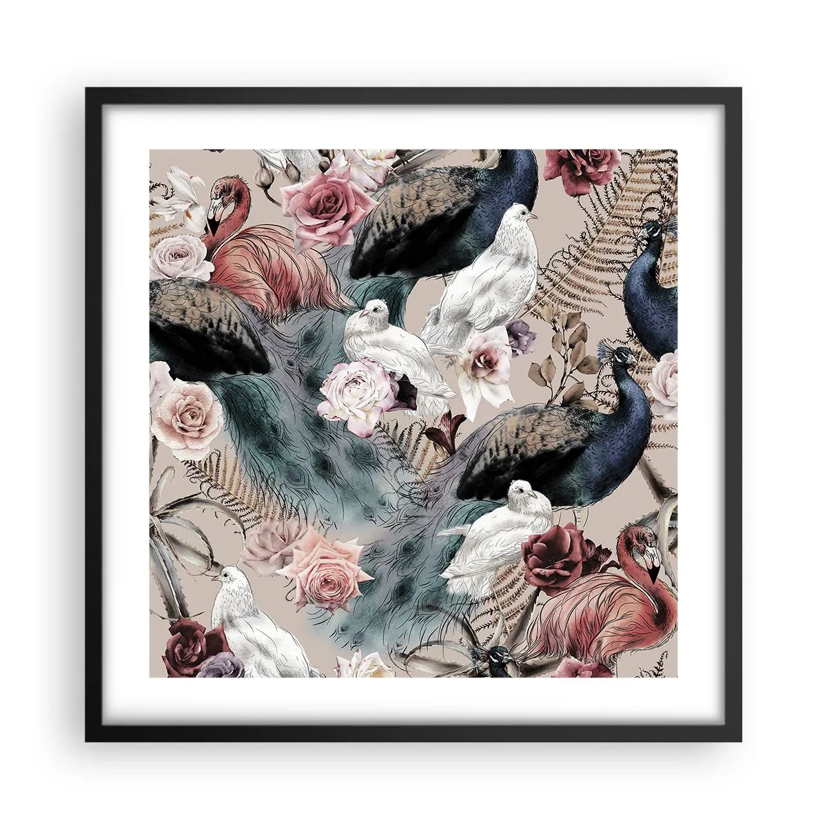 Plakat w czarnej ramie - W pałacowym ogrodzie - 50x50 cm