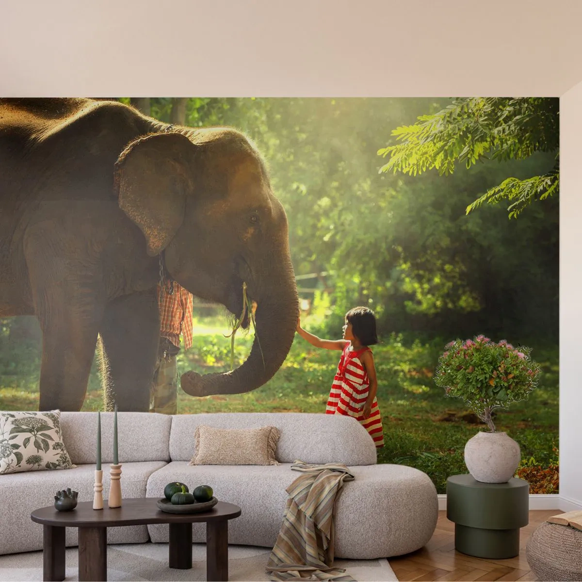 Fototapeta Samoprzylepna Deluxe Sticker - Siła przyjaźni - Zwierzęta, Słoń, Dziewczynka - 250x175 cm