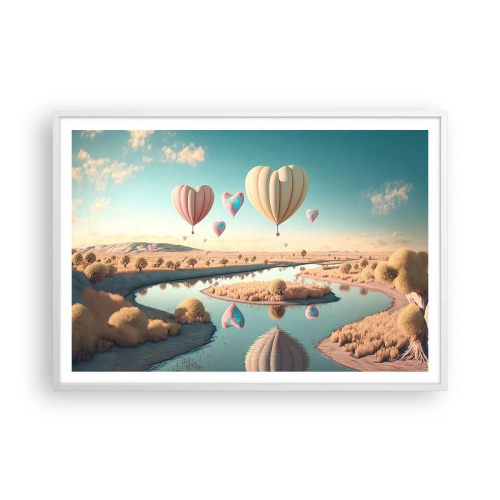 Plakat w białej ramie - Miłość pozwala wznieść się - 100x70 cm
