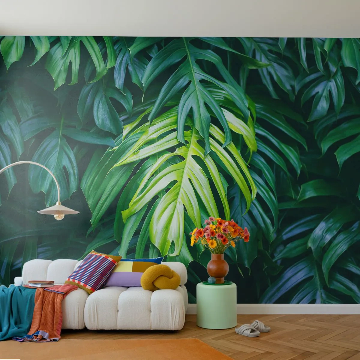 Fototapeta Standard Eco - Zanurzyć się w świeżości - Roślina Tropikalna, Liść Monstery, Natura - 400x280 cm