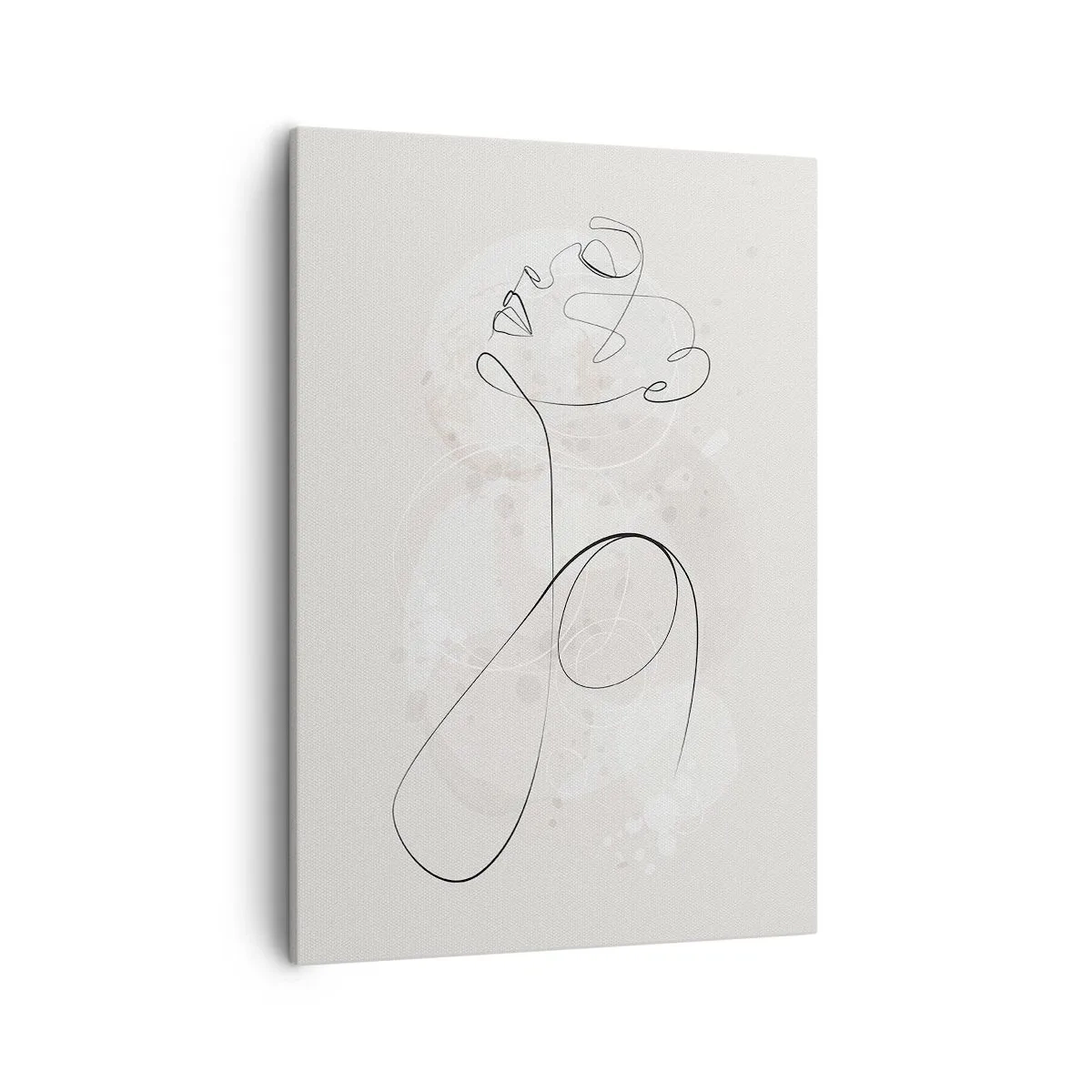 Obraz na płótnie - Minimalistyczny portret kobiety w stylu line art - 50x70cm - Spirala piękna - Nowoczesna dekoracja ścienna do salonu, kuchni i sypialni ARTTOR