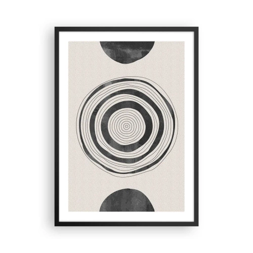 Plakat w czarnej ramie - Minimalistyczna kompozycja geometrycznych okręgów - 50x70cm - Ważne to co pomiędzy - Nowoczesna dekoracja ścienna do salonu i sypialni ARTTOR