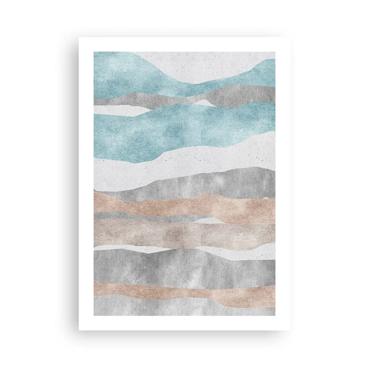 Plakat - Minimalistyczne fale w odcieniach błękitu i beżu - 50x70cm - Studium bliskości - Nowoczesna dekoracja ścienna do salonu, kuchni i sypialni ARTTOR