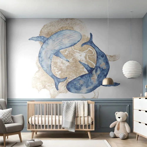 Fototapeta Premium Sand - Przyjaźń czy kochanie? - Delfiny, Abstrakcja, Sztuka - 150x105 cm