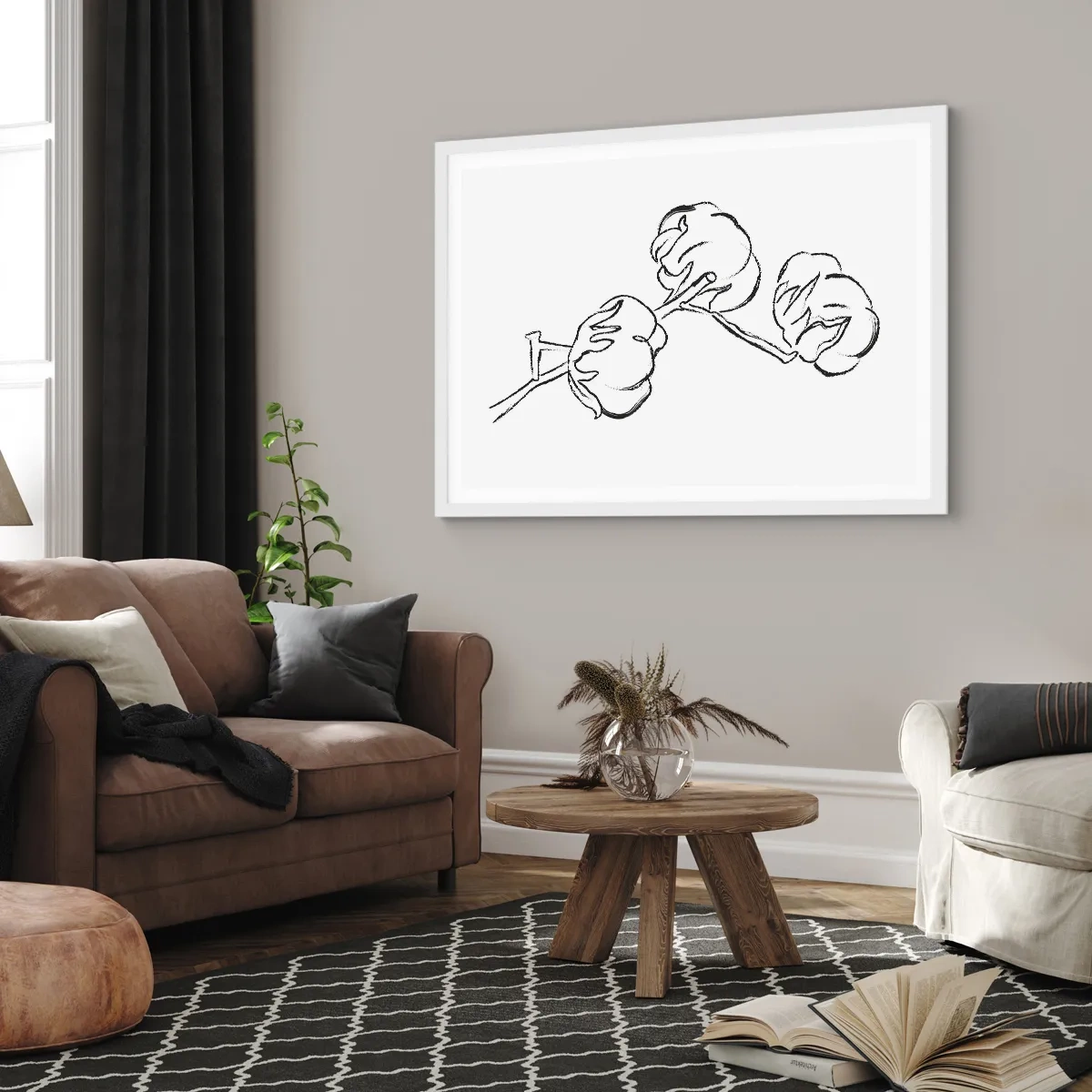 Plakat w białej ramie - Bawełniany puch - 91x61 cm