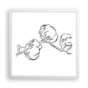 Plakat w białej ramie - Bawełniany puch - 50x50 cm