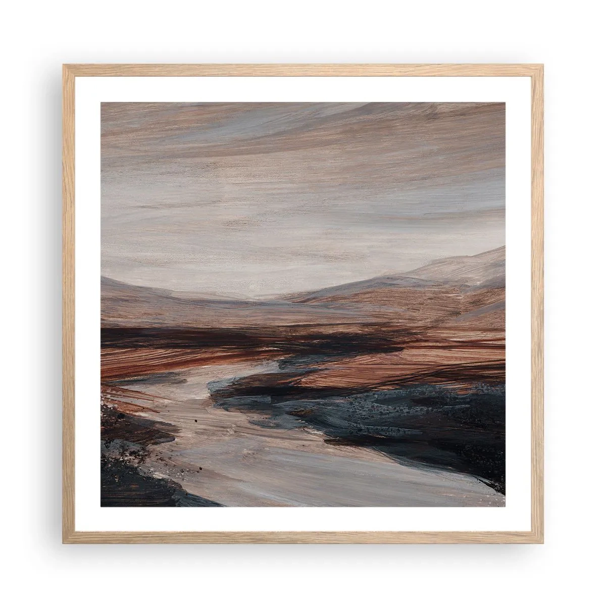 Plakat w ramie jasny dąb -  Spokojna dolina - 60x60 cm