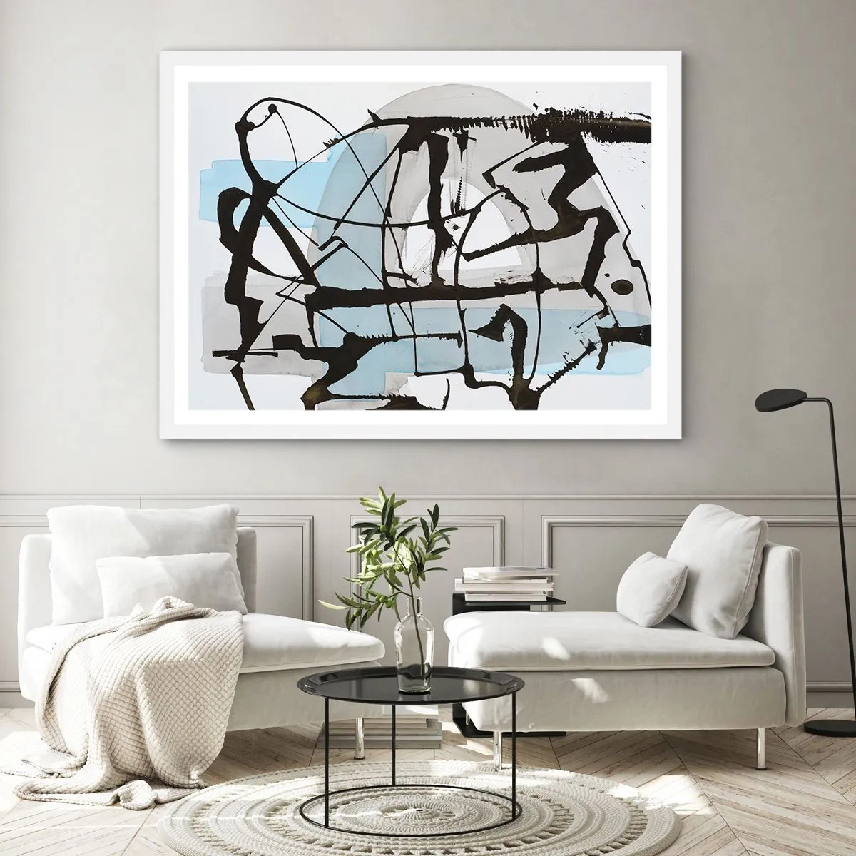 Plakat w białej ramie - Mimo wszystko błękitny - 70x50 cm