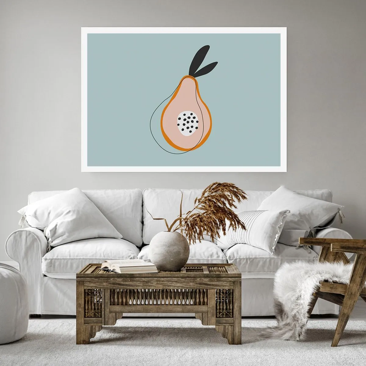 Plakat - Abstrakcyjna gruszka na jasnym tle - 100x70cm - Przeniknąć w naturę rzeczy - Nowoczesna dekoracja ścienna do salonu i sypialni ARTTOR