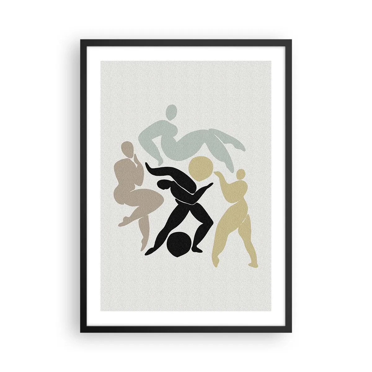 Plakat w czarnej ramie - Abstrakcyjne sylwetki postaci w dynamicznym ruchu - 50x70cm - Ruch dla zdrowia i dla urody - Nowoczesna dekoracja ścienna do salonu i sypialni ARTTOR