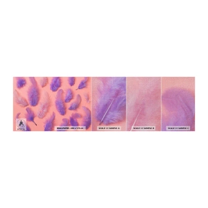 Fototapeta Próbka Premium Canvas - Liliowy ptak pragnienia - Ptasie Pióro, Inspiracja, Grafika - 100x30 cm