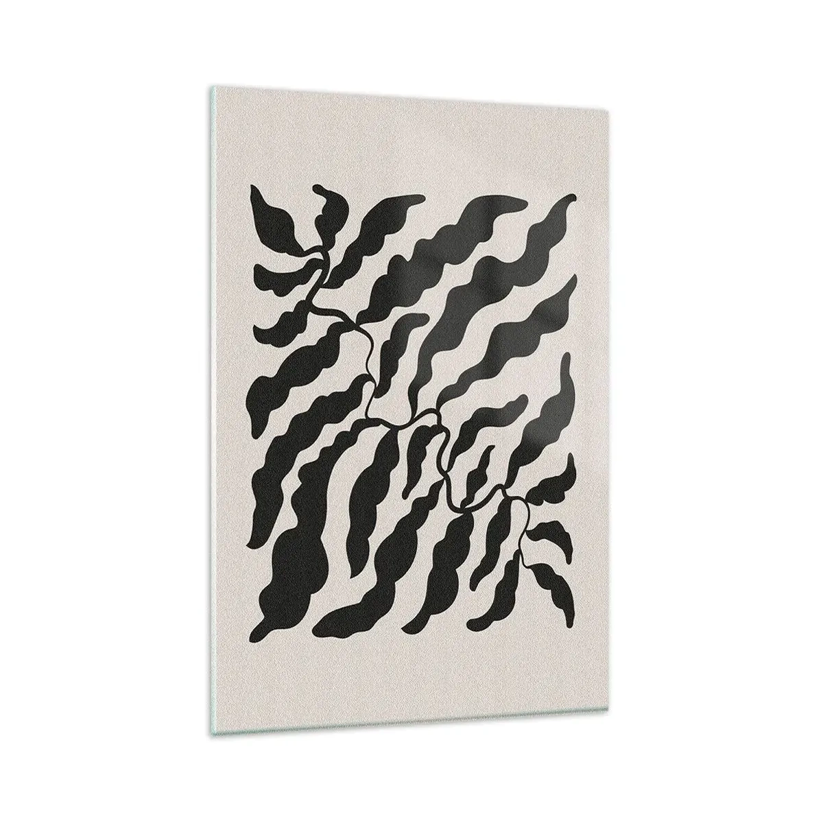 Obraz na szkle - Gałązki z liśćmi w czerni na jasnym tle - 80x120cm - Natura kwadratu - Nowoczesna dekoracja ścienna do salonu i sypialni ARTTOR