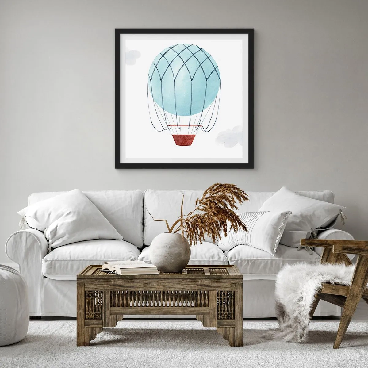 Plakat w czarnej ramie - Cały w chmurach - 60x60 cm