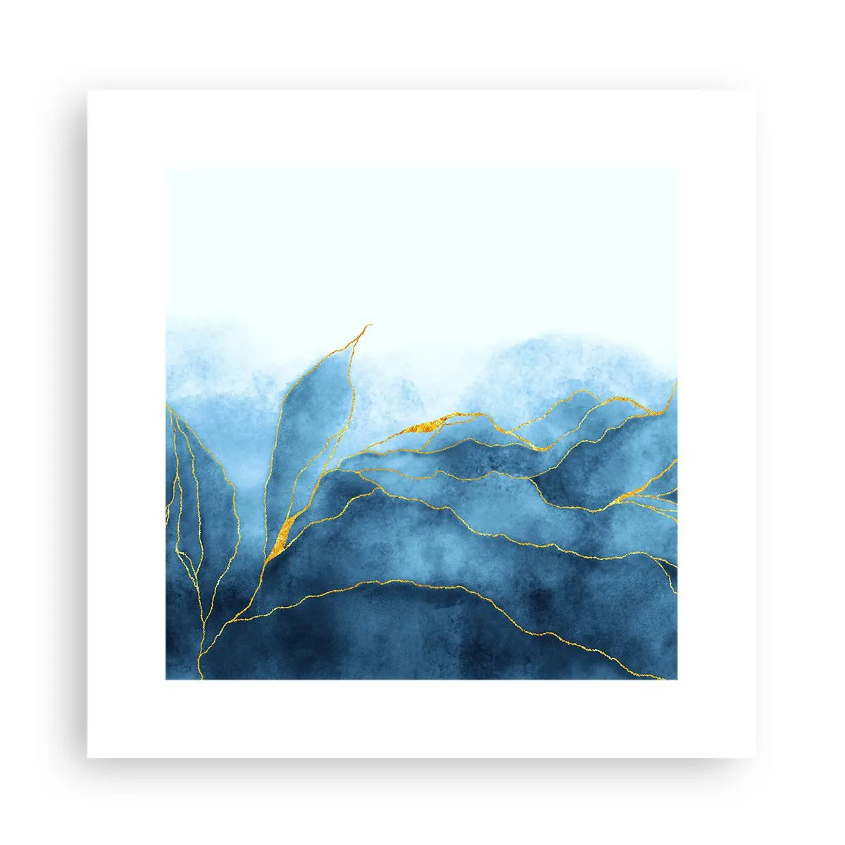 Plakat - Błękit w złocie - 30x30 cm