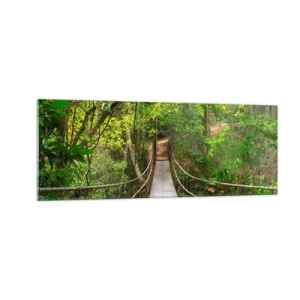 Obraz na szkle - Wiszący most w otoczeniu zielonego lasu deszczowego - 140x50cm - Bo w ogrodzie rośnie pnącze - Nowoczesna dekoracja ścienna do salonu i sypialni ARTTOR