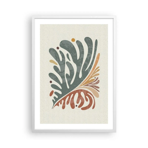 Plakat w białej ramie - Wielobarwny liść - 50x70 cm