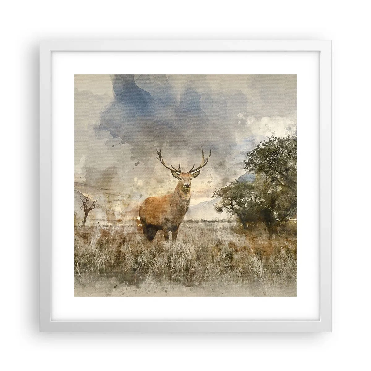 Plakat w białej ramie - Godność - siła - dostojeństwo - 40x40 cm