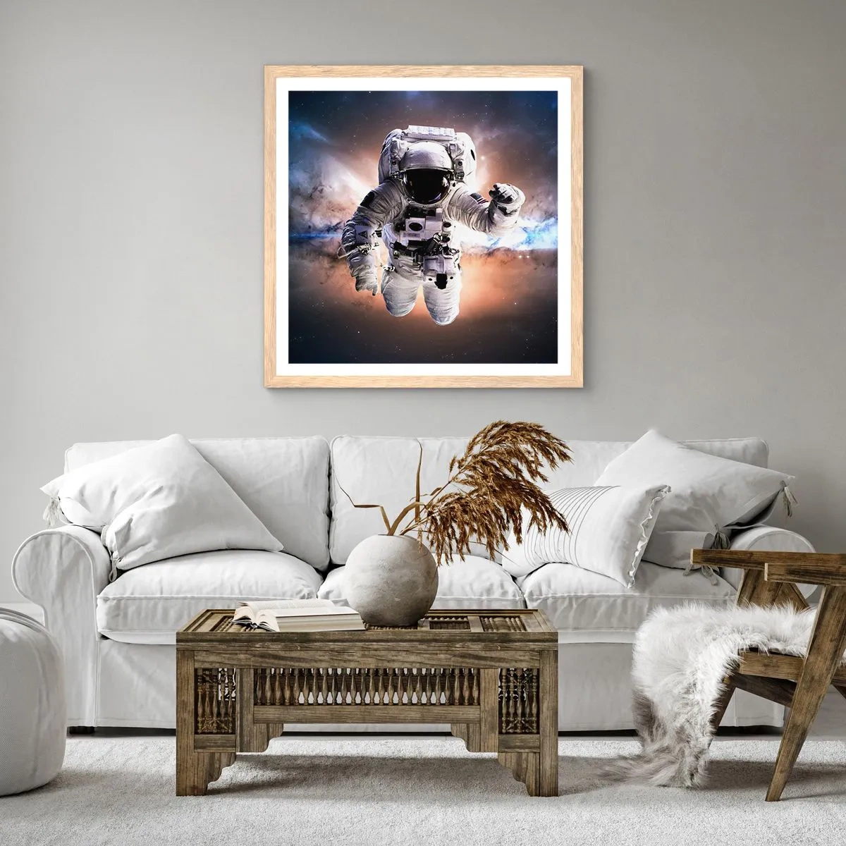 Plakat w ramie jasny dąb - Pozdrowienia z kosmosu - 50x50 cm