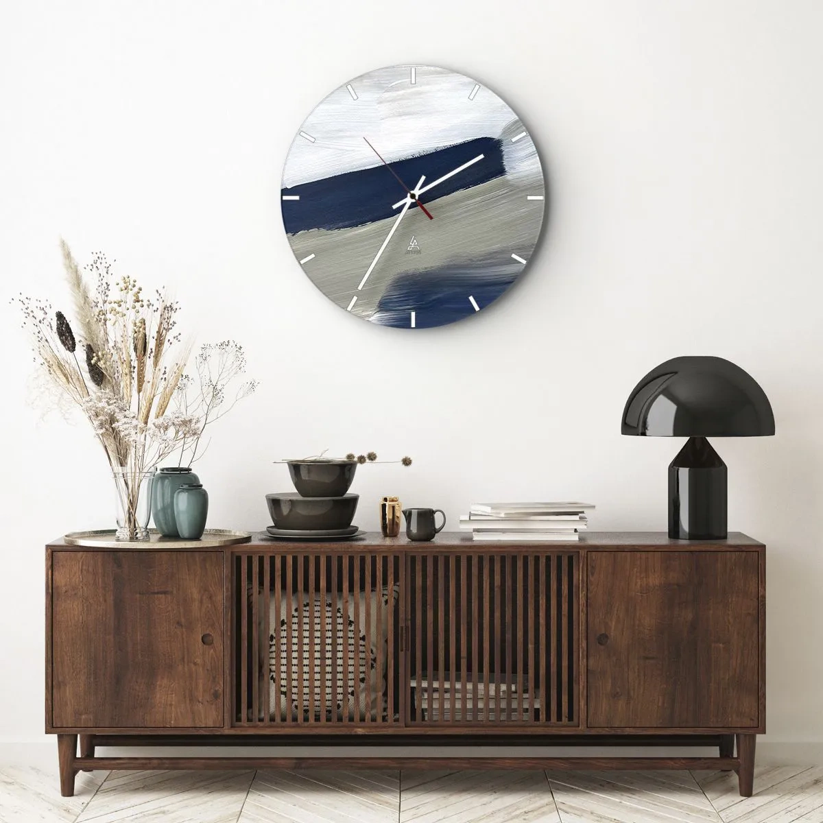 Zegar ścienny - Spotkanie z bielą - 40x40 cm