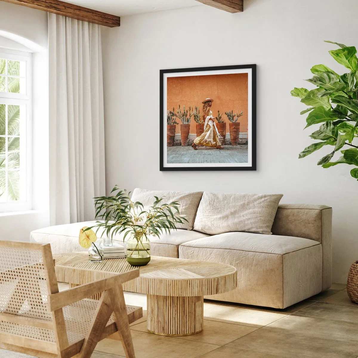 Plakat w czarnej ramie - W stylu hippie - 60x60 cm