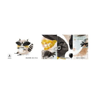 Fototapeta Próbka Samoprzylepna Deluxe Sticker - Mój przyjaciel szop - Dla Dzieci, Szop Pracz, Grafika - 100x30 cm