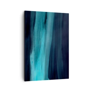 Obraz na płótnie - Abstrakcyjne pociągnięcia pędzla w odcieniach turkusu i granatu - 50x70cm - Popłyń z nurtem - Nowoczesna dekoracja ścienna do salonu, kuchni i sypialni ARTTOR