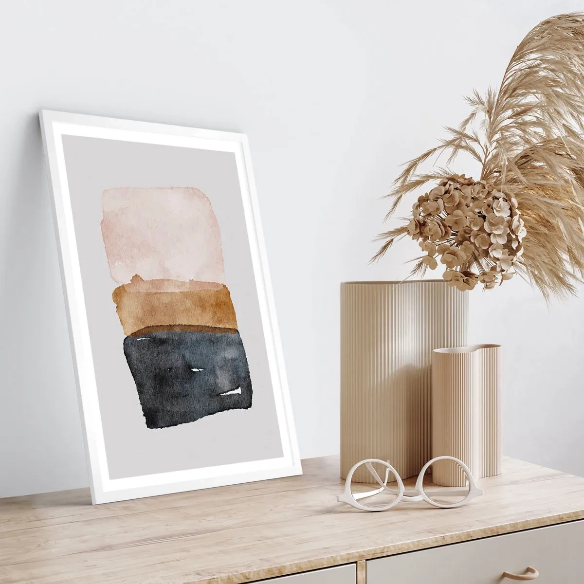 Plakat w białej ramie - Kompozycja barw ziemi - 61x91 cm