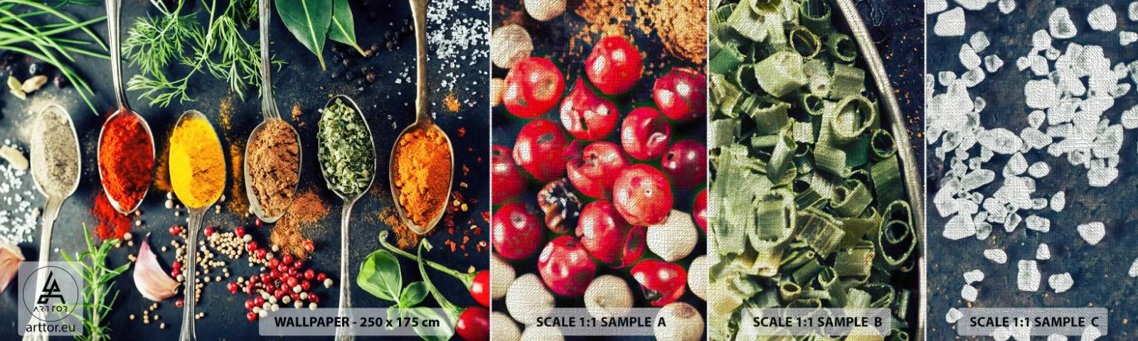 Fototapeta Próbka Premium Canvas - Kulinarna magia - Przyprawy, Zioła, Kuchnia - 100x30 cm