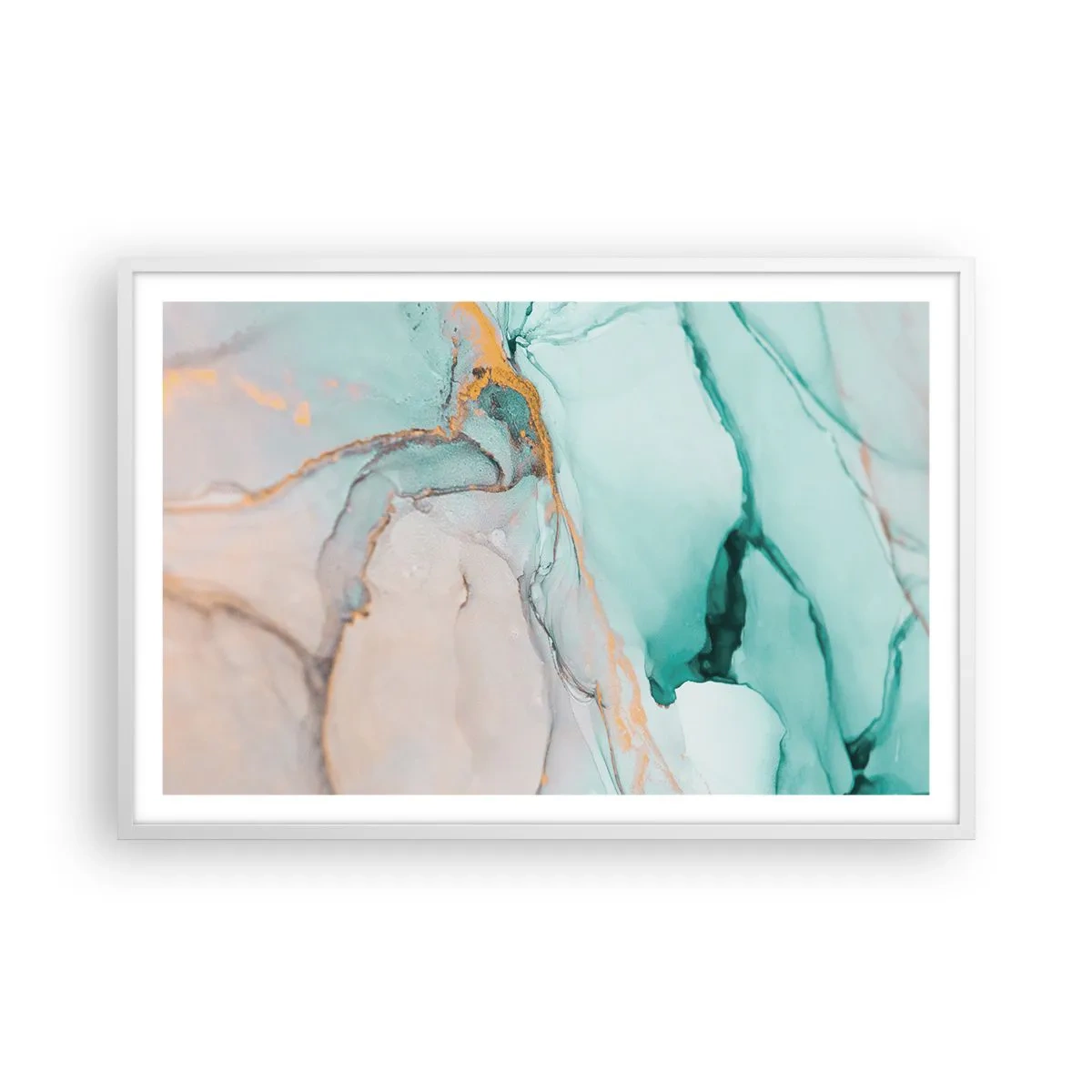 Plakat w białej ramie - Taniec kształtów i barw - 91x61 cm