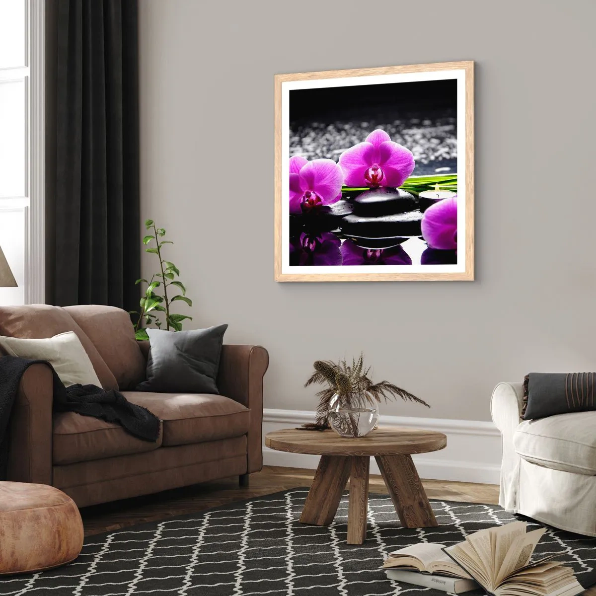 Plakat w ramie jasny dąb - Utonąć w ciszy i spokoju - 60x60 cm