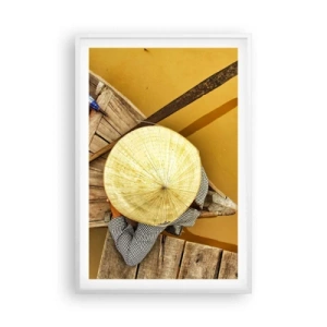 Plakat w białej ramie - Życie na żółtej rzece - 61x91 cm