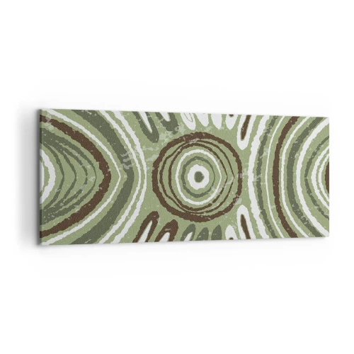 Obraz na płótnie - Abstrakcyjne wzory w odcieniach zieleni i brązu - 120x50cm - Eksplozja emocji - Nowoczesna dekoracja ścienna do salonu i sypialni ARTTOR