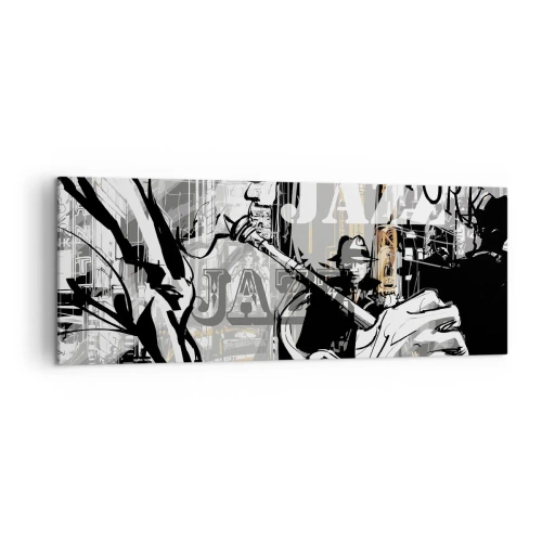 Obraz na płótnie - Jazzowa scena w Nowym Jorku - 140x50cm - W rytmie Nowego Jorku - Nowoczesna dekoracja ścienna do salonu i sypialni ARTTOR