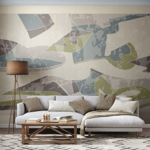 Fototapeta Premium Sand - Abstrakcyjna kompozycja w odcieniach zieleni i błękitu - 100x70cm - Kompozycja za szybą - Nowoczesna dekoracja ścienna do salonu, kuchni i sypialni ARTTOR