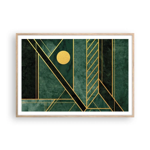 Plakat w ramie jasny dąb - Dynamika złota i lazuru - 100x70 cm