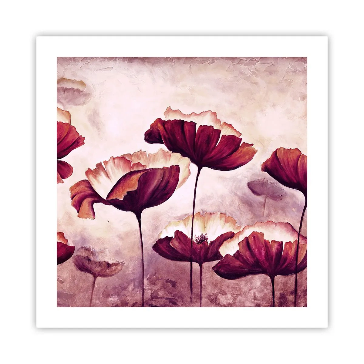 Plakat - Płatek czerwony i biały - 50x50 cm