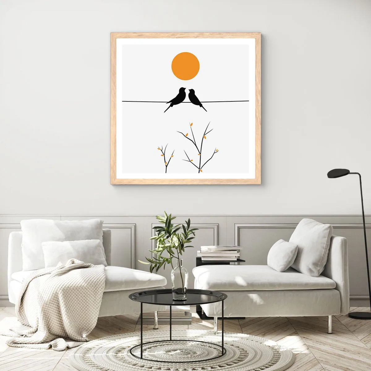 Plakat w ramie jasny dąb - Słowiczy wieczór - 40x40 cm