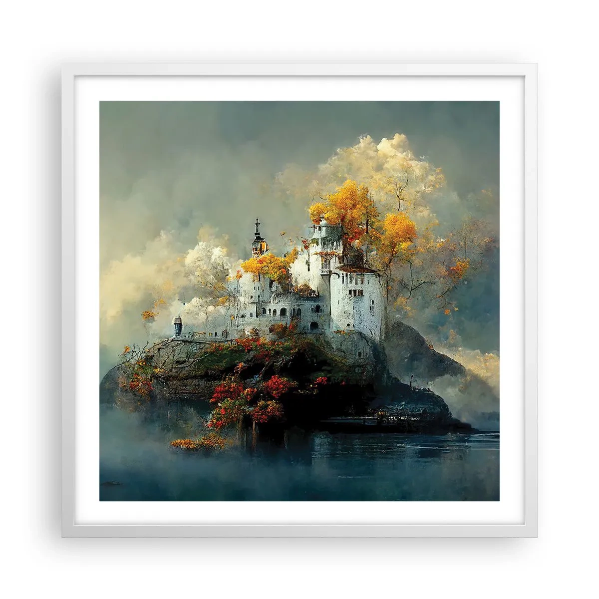 Plakat w białej ramie - Początek romantycznej opowieści - 60x60 cm